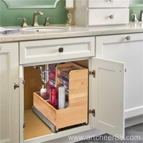 L shaped box on the vanity bathroom cabinet